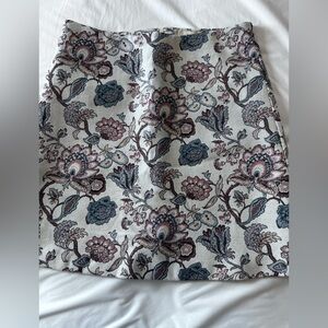 LOFT Floral Jacquard Mini Skirt in Ivory, Blue, Mauve